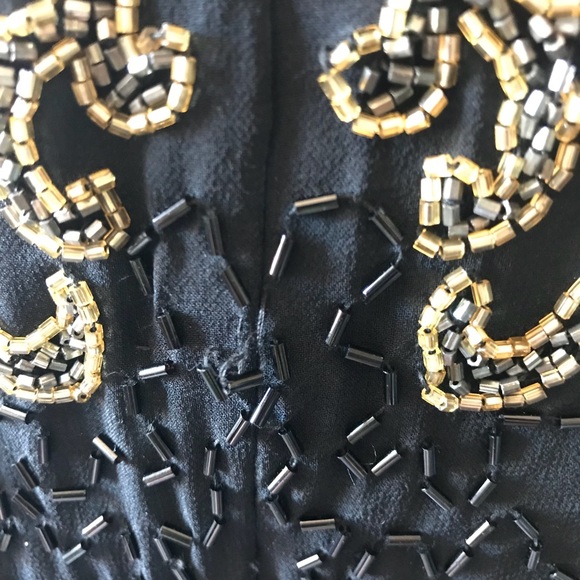 Black Tie Beaded Vintage Formal Top - Picture 8 of 8